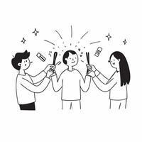 Friends lighting Diwali sparklers with glossy effects concept as Camera movement Zoom into the friends holding sparklers Scene Glossy glowing background with festive elements Det pure vector