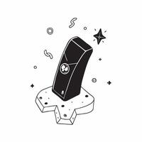 Gaming Console with Holographic Controllers concept as Vertical shot of a gaming console standing upright on a white background with glowing holographic controllers floating around pure vector