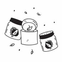Glass jars with World Food Day text isolated on white concept as Camera movement Zoom into the glass jars Scene Isolated white background Detail Highlighting sustainable storage pure vector