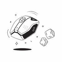 Gaming mouse with holographic sensitivity settings floating concept as A gaming mouse is placed on a white surface with holographic sensitivity settings floating above it The scen pure vector