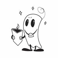 Ghost and Candle with Phantom Text concept as An isolated featuring a ghost holding a candle with the word Phantom in an eerie font The elements are set against a white bac pure vector