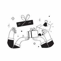 Glossy abstract digital art of people exchanging gifts for Diwali concept as Camera movement Zoom into the hands exchanging gifts Scene Abstract festive background with glossy eff pure vector