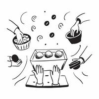Glossy abstract digital art of people preparing Diwali sweets concept as Camera movement Zoom into the hands preparing sweets Scene Abstract colorful background with glossy effect pure Set 2 vector