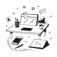 Glossy Abstract Digital Art with Home Office Desk concept as A photo depicting a home office desk with a glossy abstract digital art background The image emphasizes the modern and pure Set 6 vector