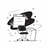Glossy Abstract Digital Art with Home Office Desk concept as A photo depicting a home office desk with a glossy abstract digital art background The image emphasizes the modern and pure Set 3 vector