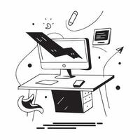 Glossy Abstract Digital Art with Home Office Desk concept as A photo depicting a home office desk with a glossy abstract digital art background The image emphasizes the modern and pure Set 7 vector