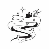 Glossy Abstract Family Journey with Flowing Lines concept as A vibrant digital art banner depicting an abstract interracial family journey with flowing lines symbolizing the path o pure vector