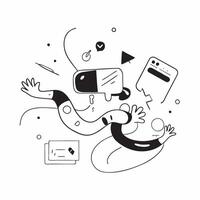 Glossy abstract shapes surrounding a figure in a flexible workspace with multiple devices concept as Camera movement Pan across the abstract shapes that symbolize digital connectiv pure Set 2 vector