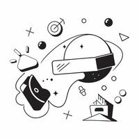 Glossy abstract shapes surrounding a figure in a flexible workspace with multiple devices concept as Camera movement Pan across the abstract shapes that symbolize digital connectiv pure Set 3 vector