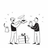Glossy artwork of a business exchanging Dhanteras gifts concept as Camera movement Zoom into the business people exchanging gifts with happy expressions Scene Elegant well lit off pure vector