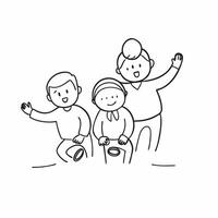 Glossy Background with Grandparents and Grandchildren at a Park concept as A glossy background image capturing the silhouettes of grandparents and grandchildren enjoying a day at t pure Set 11 vector