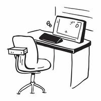 Glossy Chair and Desk Setup concept as A photo featuring a glossy ergonomic chair and a stylish desk in a home office setup The camera captures the scene from the side showcasing pure Set 3 vector