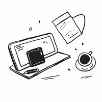Glossy Desk with Coffee and Tablet concept as A photo of a glossy home office desk setup featuring a tablet and a cup of coffee The camera angle is overhead focusing on the clean pure Set 2 vector