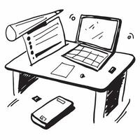 Glossy Desk Setup with Laptop and Notebook concept as A photo of a glossy home office desk setup featuring a laptop and a notebook The camera angle is slightly overhead focusing o pure vector