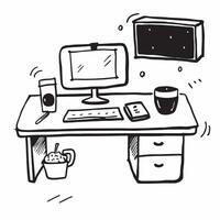 Glossy Desk with Dual Monitors and Coffee concept as A photo of a glossy home office desk setup featuring dual monitors and a cup of coffee The camera angle is straight on highlig pure vector