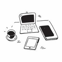 Glossy Desk with Coffee and Tablet concept as A photo of a glossy home office desk setup featuring a tablet and a cup of coffee The camera angle is overhead focusing on the clean pure Set 3 vector