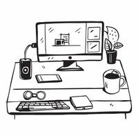Glossy Desk with Dual Monitors and Coffee concept as A photo of a glossy home office desk setup featuring dual monitors and a cup of coffee The camera angle is straight on highlig pure Set 4 vector