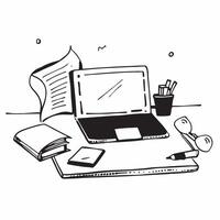 Glossy Desk with Stationery and Laptop concept as A photo of a glossy home office desk setup featuring stationery and a laptop The camera angle is slightly overhead focusing on th pure Set 2 vector