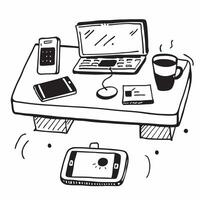 Glossy Desk with Smartphone and Coffee concept as A photo of a glossy home office desk setup featuring a smartphone and a cup of coffee The camera angle is slightly overhead focus pure vector