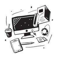 Glossy Digital Art Background with Home Office Setup concept as A photo depicting a home office setup with a glossy digital art background The image is centered around the desk an pure Set 3 vector