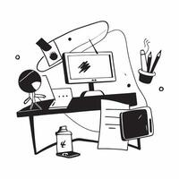 Glossy Digital Art Background with Home Office Setup concept as A photo depicting a home office setup with a glossy digital art background The image is centered around the desk an pure Set 5 vector
