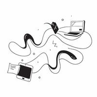 Glossy digital waves representing a flexible workspace with multiple devices concept as Camera movement Pan across the digital waves as they connect the workspace elements Scene V pure vector