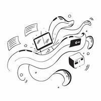 Glossy digital waves representing a flexible workspace with multiple devices concept as Camera movement Pan across the digital waves as they connect the workspace elements Scene V pure Set 2 vector