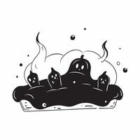 Glossy Halloween Night Background with Pumpkins concept as A glossy dark background featuring glowing pumpkins and eerie fog perfect for setting the scene for Halloween party invit pure vector