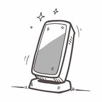 Glossy holographic smartphone stand concept as A glossy holographic smartphone stand softly glowing with light reflections isolated on a clean white background in Photo Stock Conc pure vector