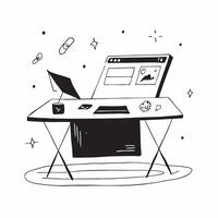 Glossy Home Office Desk with Abstract Digital Art Background concept as A photo depicting a home office desk with a glossy finish and an abstract digital art background The image pure Set 5 vector