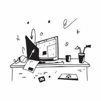 Glossy Home Office Desk with Abstract Digital Art Background concept as A photo depicting a home office desk with a glossy finish and an abstract digital art background The image pure Set 6 vector