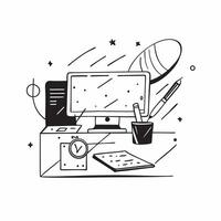 Glossy Home Office Setup with Abstract Digital Art concept as A photo depicting a home office setup with a glossy finish and an abstract digital art background The image highlight pure Set 5 vector