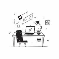Glossy Home Office Setup with Abstract Digital Art concept as A photo depicting a home office setup with a glossy finish and an abstract digital art background The image highlight pure Set 6 vector