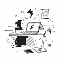Glossy Home Office Setup with Abstract Digital Art concept as A photo depicting a home office setup with a glossy finish and an abstract digital art background The image highlight pure Set 2 vector