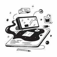 Glossy Home Office Setup with Abstract Digital Art concept as A photo depicting a home office setup with a glossy finish and an abstract digital art background The image highlight pure Set 3 vector