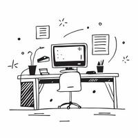 Glossy Home Office Setup with Digital Art Background concept as A photo depicting a home office setup with a glossy finish and a digital art background The image is centered on th pure Set 4 vector