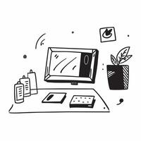Glossy Home Office with Decorative Items concept as A photo featuring a glossy home office desk setup with decorative items such as a plant and a picture frame The camera captures pure Set 2 vector