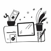 Glossy Home Office with Decorative Items concept as A photo featuring a glossy home office desk setup with decorative items such as a plant and a picture frame The camera captures pure Set 3 vector