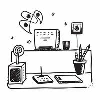 Glossy Home Office with Decorative Items concept as A photo featuring a glossy home office desk setup with decorative items such as a plant and a picture frame The camera captures pure vector
