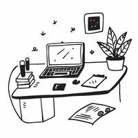Glossy Home Office with Green Plant concept as A photo featuring a glossy home office desk setup with a green plant for a touch of nature The camera captures the scene from the fr pure vector