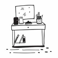 Glossy Home Office with Shelf Decor concept as A photo featuring a glossy home office desk setup with decorative shelves in the background The camera captures the scene from the f pure Set 3 vector