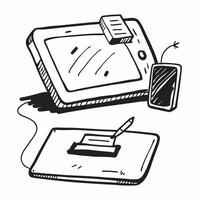 Glossy Home Office with Tablet and Stylus concept as A photo featuring a glossy home office desk setup with a tablet and stylus The camera captures the scene from the front highli pure vector