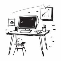 Glossy Home Office with Whiteboard concept as A photo featuring a glossy home office desk setup with a whiteboard in the background The camera captures the scene from an angle hig pure vector