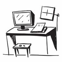 Glossy Home Office with Window View concept as A photo featuring a glossy home office desk setup with a window view The camera captures the scene from the front showcasing the bri pure vector