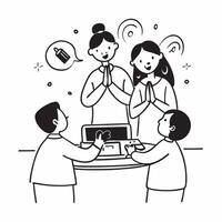 Glossy image of a family performing Lakshmi Pooja for Dhanteras concept as Camera movement Zoom into the family members faces as they perform the pooja Scene Warm vibrant glow fr pure Set 2 vector