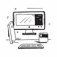 Glossy Monitor and Keyboard Setup concept as A photo of a home office setup featuring a glossy monitor and keyboard on a modern desk The camera angle is straight on highlighting t pure Set 2 vector