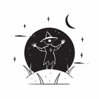Glossy Scarecrow Background with Cornfield concept as A glossy background featuring a scarecrow in a dark eerie cornfield with glowing moonlight The scene is perfect for Halloween pure vector