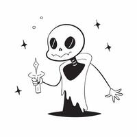 Glossy Skeleton Background with Candles concept as A glossy background featuring a skeleton holding a candle in a dark eerie room The scene is ideal for horror themed Halloween ad pure vector