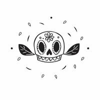 Glossy Sugar Skull with Marigold Petals concept as A wide shot of a glossy sugar skull surrounded by vibrant marigold petals set against a dark reflective background The compositi pure vector
