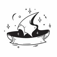 Glossy Witchs Hat Background with Stars concept as A glossy background featuring a witchs hat with twinkling stars against a dark sky The scene is perfect for Halloween party bann pure vector